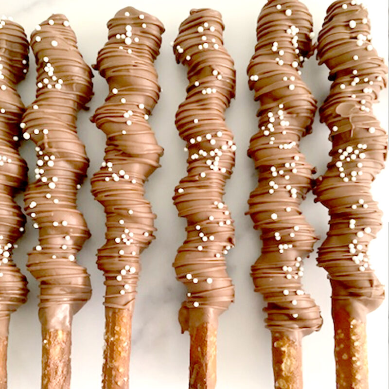 Chocolate Dipped Pretzels Wrapped in Caramel (12 Pretzels)